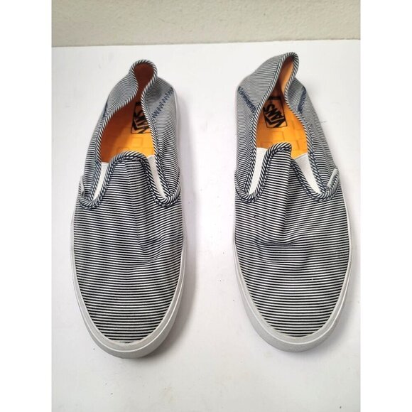Vans Women's Slip-On Sneakers Blue & White Striped Canvas Size 9 - Picture 1 of 11